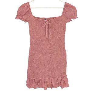 Zaful Smocked Dress Womens Size 6 Small Pink Ruched Mini Sundress New NWT
